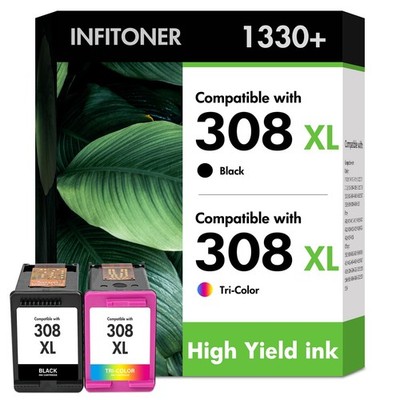 308XL Tintenpatronen 2er Pack Schwarz Farbe HP Envy 6100e 6120e 6132e 6530e 6520e