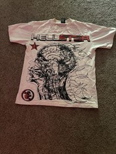 Hellstar Mens White Graphic Logo Print Crew N...