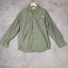 Columbia PFG Shirt Mens Large Green Omni-Shade Vented Fishing Outdoor Nylon