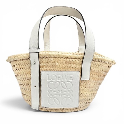 Excellent Condition LOEWE A223S93X04 Basket Bag Small Palm Leaf Leather Anagram