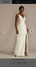 NEW Davids Bridal wedding dress/reception Dress Draped Satin Sheathe Gown