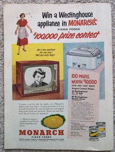 Vintage Advertising 1950s Kitchen Art Monarch Finer Foods Westinghouse
