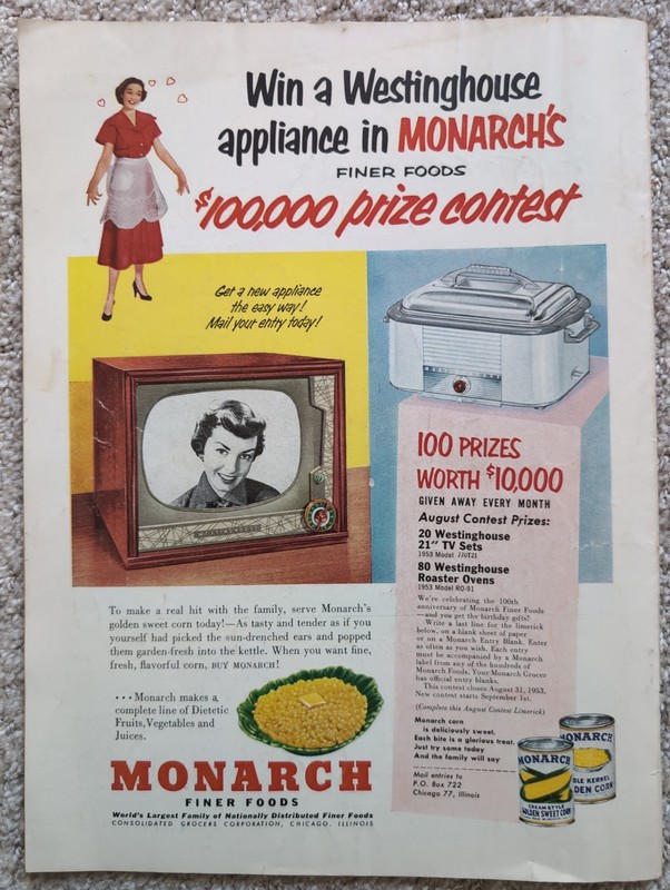 Vintage Advertising 1950s Kitchen Art Monarch Finer Foods Westinghouse