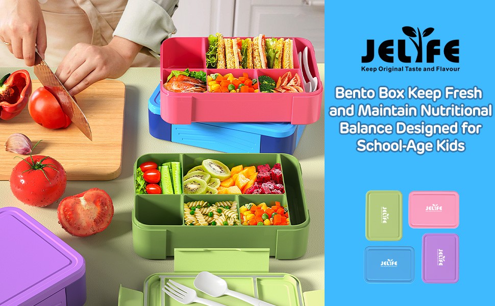Bento Box Kids Lunch Box - 1450ml Lar Leakproof 6 partments