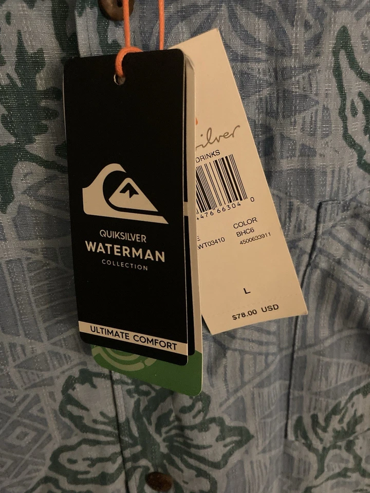 Camisa Quiksilver Waterman Para Hombre Grande Floral Hawaiana Surf Ajuste Cómodo Nueva Con Etiquetas Foto 3 de 4