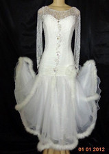 Ballroom dance competition dress in soft whit with built-in bodice suit