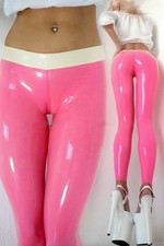 Pink Latex Trousers Tight Fit Rubber Pants Fetish Clubwear Customizable 0.4mm