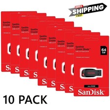 SanDisk Cruzer Blade 64GB USB 2.0 Flash Drive Thumb Drive Memory Stick 10 Pack 