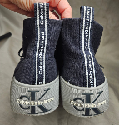 Calvin Klein Ronnie High Tops Sneakers Shoes Mens 13 Navy Blue Lace Up Athletic
