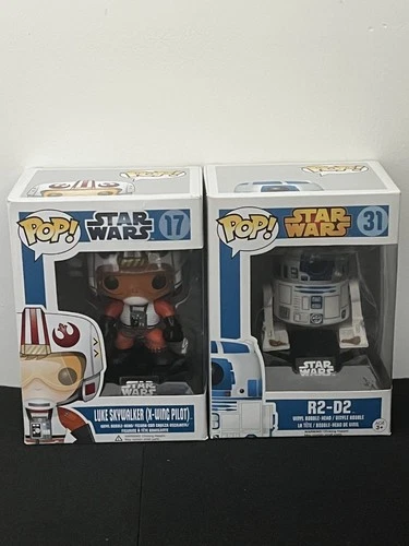 Funko Pop! Luke Skywalker #17 R2-D2 #31 Star Wars Bundle Lot Vaulted w/Protector