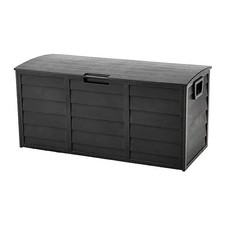 Black Outdoor Storage Deck Box with Wheels for Effortless Outdoor Organization