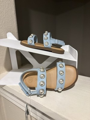 Selene Pearl Sandals - Cat & Jack  White Open Toe, Hook and Loop Toddler Sz 9
