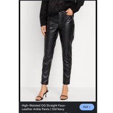 Old Navy High-Waisted OG Straight Faux Leather Ankle Pants Black Size 4 Women