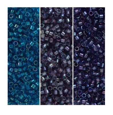 Miyuki Delica Seed Beads, Ocean Blue Bundle, DB2385-2386-2387 11/0,  3x 7g Tubes