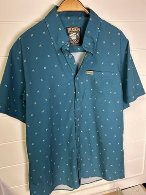 DIXXON Shirt Men s M Short Sleeve Performance Geometric D-Lite Party Flannel
