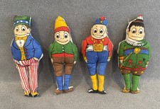 4-1950's Palmer Cox Brownie Cloth Dolls Soldier, Uncle Sam, Irishman & Indian