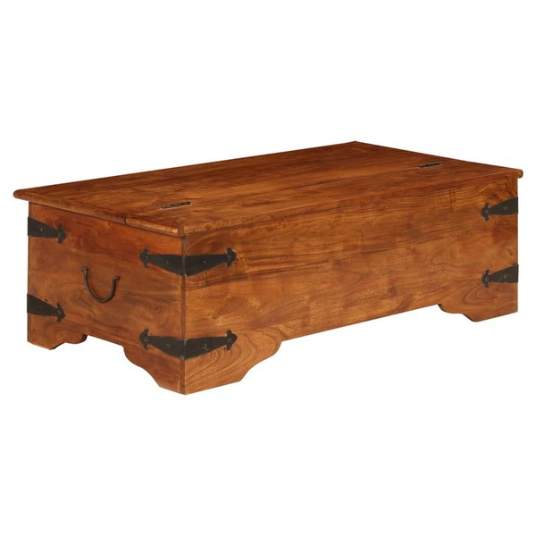 Vidaxl Couchtisch Massivholz Mit Honigfarbenem Finish 110X55X35 Cm Neu-image