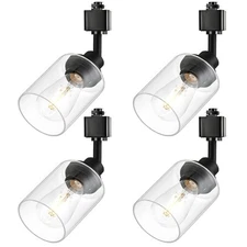 4 Pack H Track Lighting Heads Black Ceiling Track Clear Shades Lighting w/o Rail