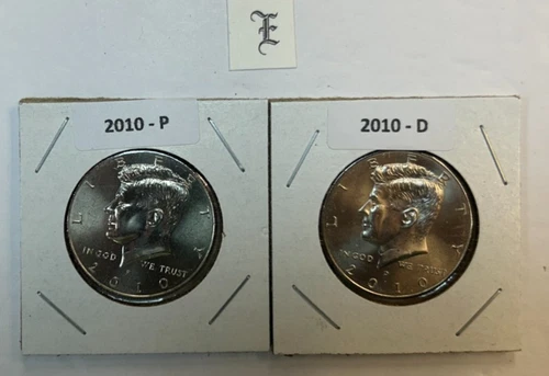 2010 P & D UNC Clad Kennedy Half Dollar Set in CB Flips -Free Shipping - E