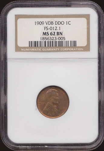1909 VDB DDO Lincoln Cent FS - 012.1 NGC MS 62 BN