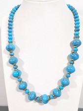 VTG Faux Turquoise Chunky Beaded Necklace Tribal Western STatement 20 in