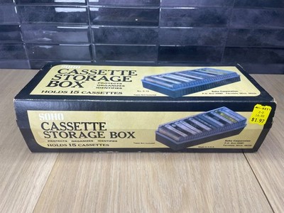 VTG 80s SOHO Cassette Storage Box- Holds 15 Cassettes Made In USA New Old Stock