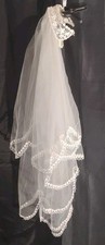 Vintage Ivory Bridal Veil And Lace Cap With 2 Tier