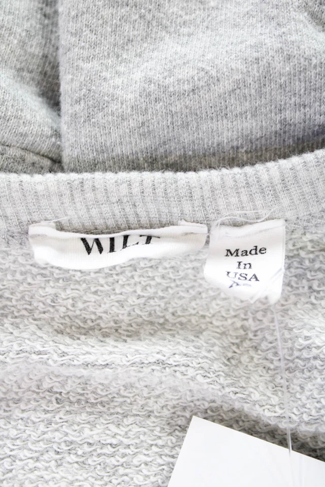 Sudadera pulóver de manga larga con cuello redondo de algodón gris talla XS Wilt para mujer Foto 4 de 4