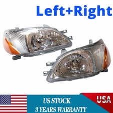 Pair For 2000 2001 2002 Toyota Echo Headlights Headlamps Assembly Left Right