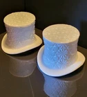 Vintage Fenton Milk Glass Top Hats in Daisy & Button Pattern ~ Lot of Two