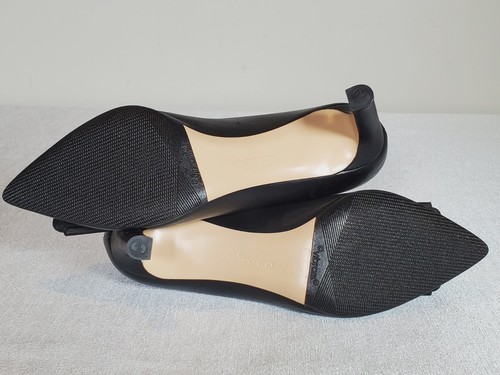 Salvatore Ferragamo Black Leather Bow Pointed Toe Pumps Vibram Women's US 6.5 C - Picture 11 of 15