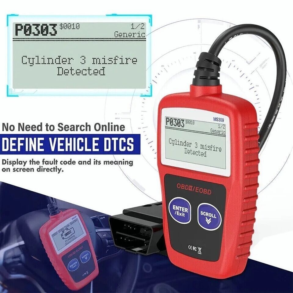 MS309 Automotive Code Reader OBD2 Scanner Diagnostic Tool Car Check US ...