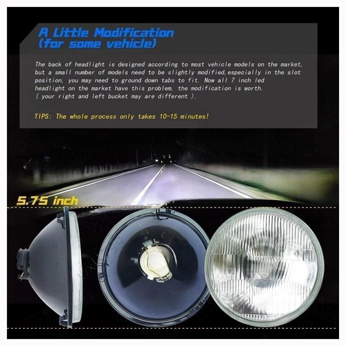 4PCS 5 3/4" 5.75" LED Headlights Hi/Lo Beam Lamp For Chevy Corvette C3 68-82· - Picture 3 of 8
