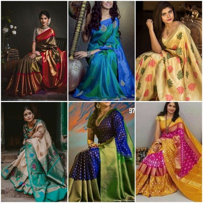 Party Wear Indian Ethnic New Design Fancy Kanchipuram Bollywood Sari Blouse KK Party Wear Indian Ethnic New Design Fancy Kanchipuram Bollywood Sari Blouse KK
