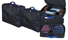 Étui de protection empilable pour bottes - Noir avec reliure bleue ou violette