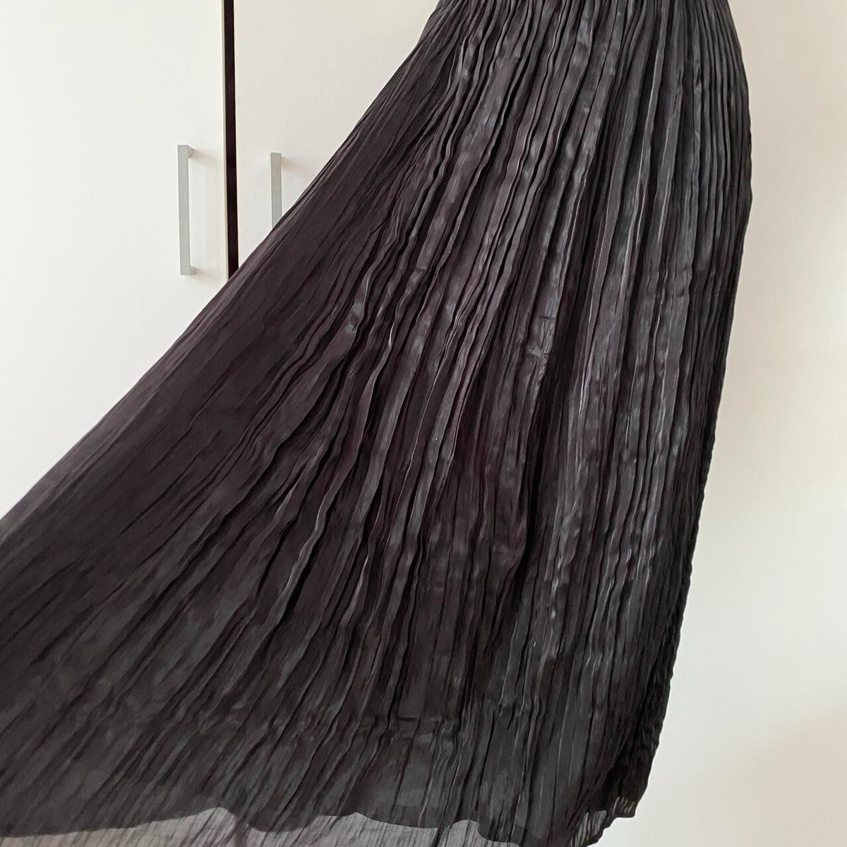 Free People OB1867805 Black Sheen Crinkled Long Vera City
