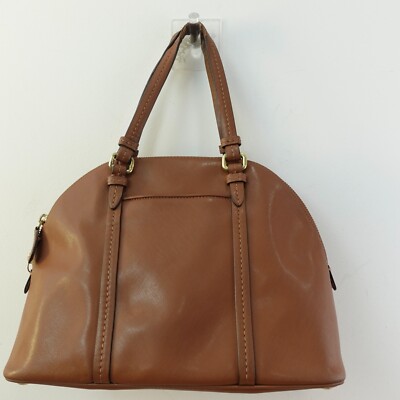 Coach Peyton Cora Domed Satchel Bag Large Tan Saffiano Leather 