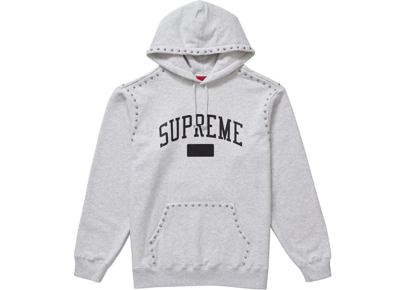 PULL PULL À CAPUCHE CLOUTÉ LOGO SUPRÊME AUTOMNE HIVER 2018 FW GRIS CENDRE L NEUF 