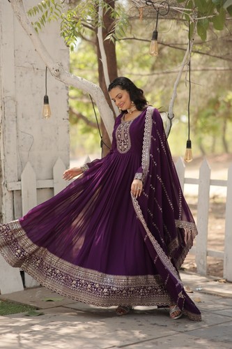 New Party Suit Wear Wedding Long Gown Anarkali gown Salwar kameez Pakistani gown - Picture 12 of 14