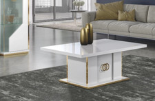 Vogue Modern Italian Coffee Table in High Gloss White/Gold H2O Design £329