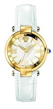 Versace Reve MOP Dial Gold Tone White Leather Women's Watch VAI030016 SD