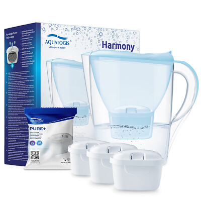 Aqualogis Wasserkanne mit Wasserfilter passend für Kühlschranktür und 3 Pure+ Kartuschen UK