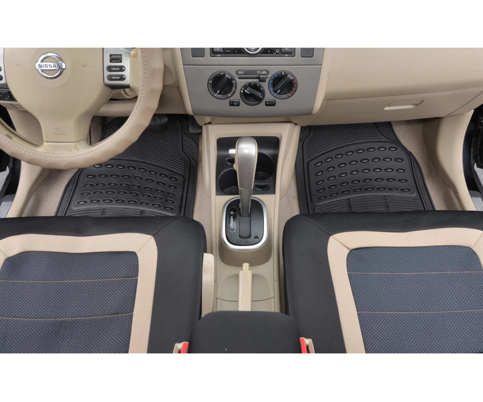 Performance Smooth Car Seat Covers w/ Ridged Rubber Floor Liners Auto Mats Black - Image 4 of 4