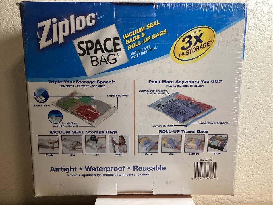 ZIPLOC vacuum seal Space Bag (box of 15) M L XL Jumbo Carry On Suitcase NEW BOX eBay