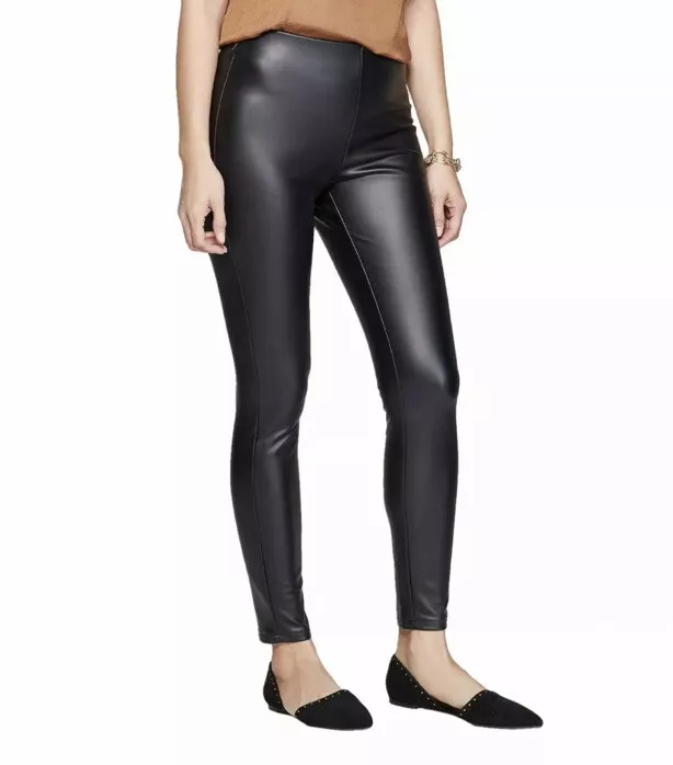 Women's Faux Leather High-Waist Leggings - A New Day™ Black, Size XL