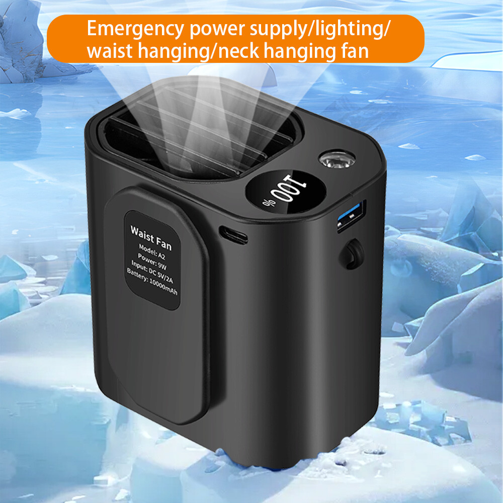 Portable Waist Fan Bladeless Electric Fan 100006000mAh USB Charging Hanging Fan-image