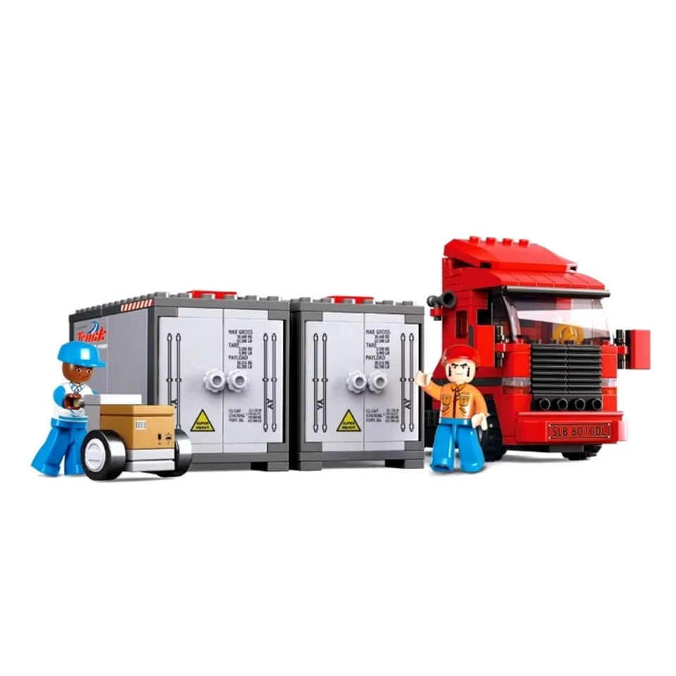 Sluban Container Truck + Load + Figures Building Blocks 345 pcs *NEW* - Image 3 of 4
