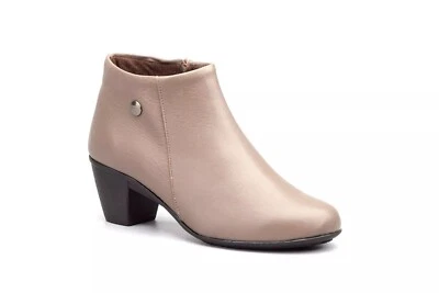 Cutillas 417 Botín piel beige clar, cremallera suela, tacón goma, antideslizante - Imagen 1 de 4