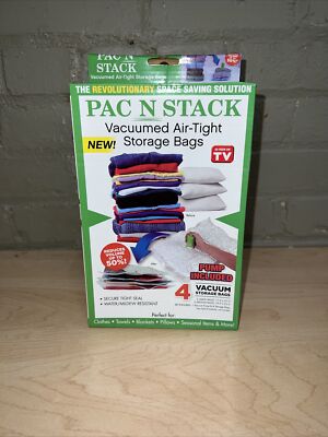 Pac N Stack 4-Pack Vacuumed Air-Tight Storage Bags With Pump