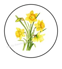 30 DAFFODILS FLOWERS ENVELOPE SEALS LABELS PARTY FAVORS STICKERS 1.5"